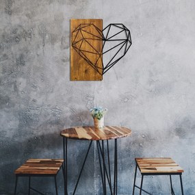 Acessório Decorativo de Parede Coração – Nogueira e Preto – 58 x 58 cm