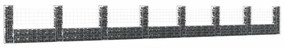 vidaXL Cesto gabião em forma de U c/ 8 postes 860x20x100 cm ferro