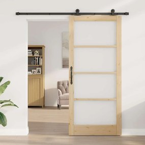 Porta Deslizante vidaXL com Conjunto de Ferragens 'ORKDAL'Madeira Sóli