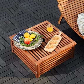 Mesa Jardim com Suporte para guarda-sois com tampa em madeira de acácia certificada FSC® 62 x 62 x 26 cm Castanho