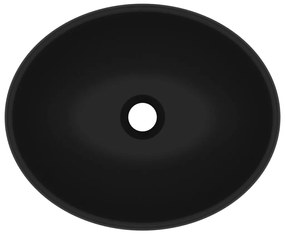 Lavatório luxuoso formato oval 40x33 cm cerâmica preto mate