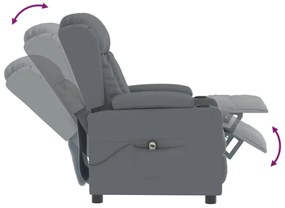 Poltrona reclinável elétrica couro artificial cinzento