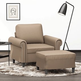 vidaXL Poltrona com apoio de pés 60 cm couro artificial cappuccino
