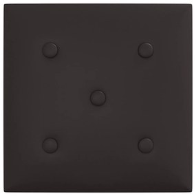 Painel parede 12 pcs 30x30 cm couro artificial 1,08 m² preto