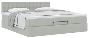 Estrutura de cama otomana com colchão 200x200 cm cinzento claro