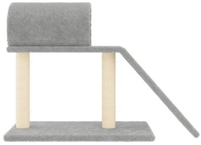 Postes arranhadores p/ gatos c/ túnel/escada 55,5cm cinza-claro