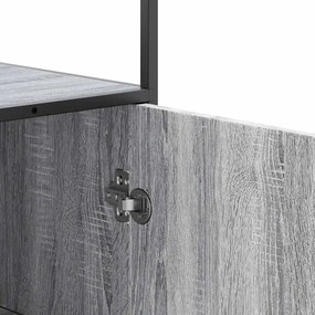 Armário alto 35,5x35x139 cm madeira e metal cinza sonoma