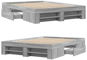 Estrutura de cama 135x190 cm derivados de madeira cinza sonoma