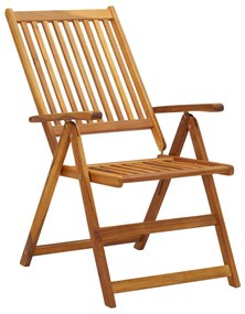 Cadeiras de jardim reclináveis 3 pcs madeira de acácia maciça