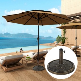 Base redonda para guarda-sol de jardim em resina, com 12 kg, para mastros de guarda-sol de 32, 38 e 48 mm, em tom bronze