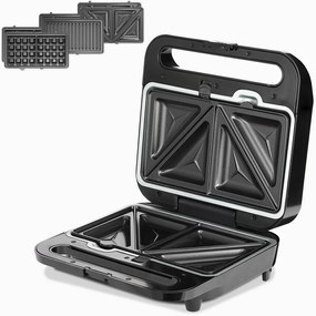 Grelhador de contacto XXL 3 em 1 de 1000 W, 25 x 23 x 10 cm Preto + Prateado