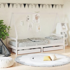 vidaXL Estrutura cama infantil c/ gavetas 80x200cm pinho maciço branco
