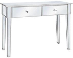 Mesa consola espelhada em MDF e vidro 106,5x38x76,5 cm