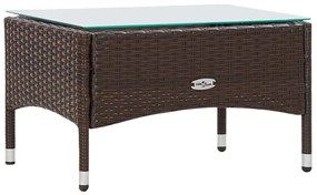 4 pcs conjunto lounge jardim c/ almofadões vime PE castanho