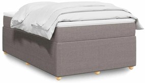 vidaXL Cama com molas/colchão 120x200 cm tecido castanho-acinzentado