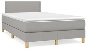 Cama boxspring com colchão 120x190 cm tecido cinzento-claro