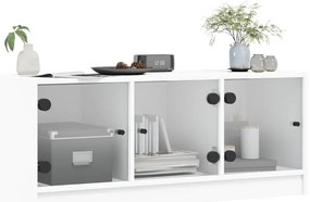 Móvel de TV c/ portas de vidro 102x37x42 cm branco
