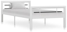 Estrutura de cama 90x200 cm metal branco e preto