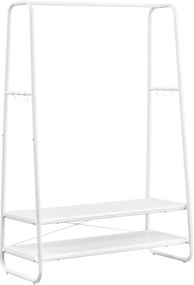 Cabideiro VASAGLE, cabideiro com 2 prateleiras, 6 ganchos em formato de S, estrutura de aço, para quarto, branco nuvem e branco fosco RGR112W02