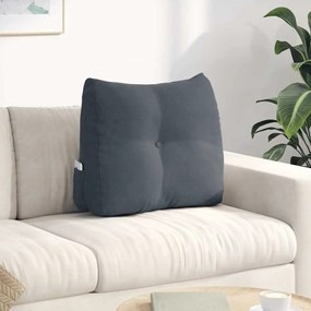 vidaXL Travesseiro para Costas Cinza Escuro 60 x 24 x 50 cm Veludo
