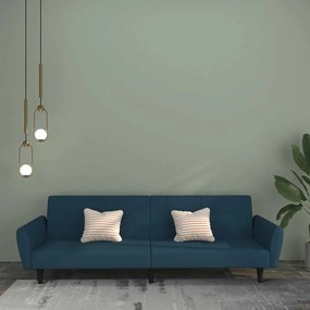 vidaXL Sofá-cama de 2 lugares veludo azul