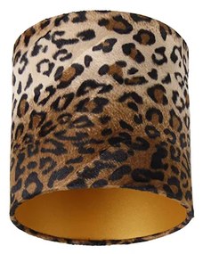 Abajur de veludo estampado de leopardo 20/20/20 interior dourado Clássico / Antigo