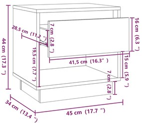 Mesas de cabeceira 2 pcs 45x34x44 cm contraplacado branco