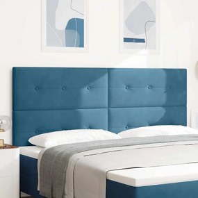 vidaXL Cabeceira LED com luzes de tira LED Azul 200 cm Poliéster