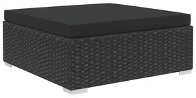 4 pcs conjunto lounge de jardim c/ almofadões vime PE preto