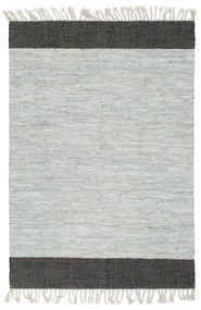 vidaXL Tapete chindi tecido à mão couro 190x280cm cinzento-claro/preto