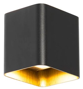 Candeeiro de parede moderno preto com LED IP54 quadrado - Evi