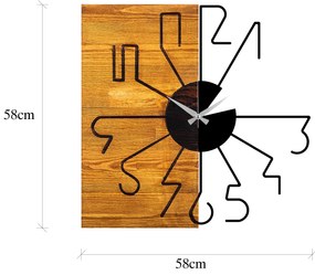 Relógio de Parede Decorativo Mas-029 – Nogueira e Preto – 58 x 3 x 58