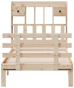 Cama com estante sem colchão 75x190 cm pinho maciço