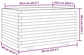 Vaso/floreira de jardim 90x60x49,5 cm madeira de pinho maciça