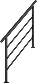 Outsunny Corrimão de Escada 131 cm Corrimão para Escada com Kit de Instalação Ângulo Ajustável para 1-4 Degraus Preto | Aosom Portugal