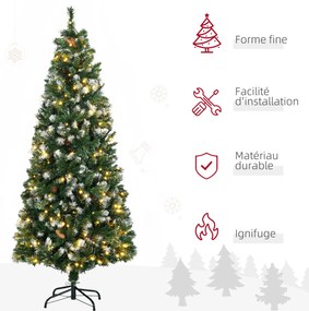 Árvore de Natal artificial iluminada com 703 ramos, 250 LED, 30 pinhas, base dobrável, altura 180 cm, Ø 80 cm, verde