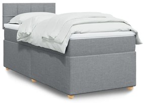 vidaXL Cama com molas/colchão 100x200 cm tecido cinzento-claro