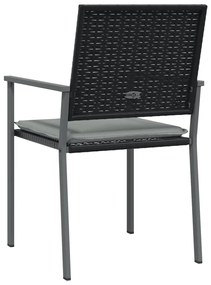 Cadeiras jardim c/ almofadões 2 pcs 54x62,5x89 cm vime PE preto