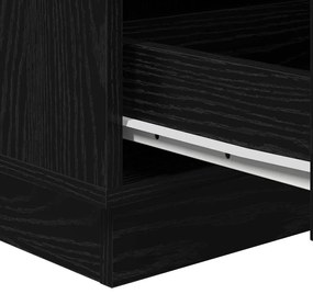 Criado-mudo com LED Carvalho Preto 39x34,5x65 cm Madeira Engenharia