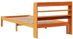 Estrutura cama c/ cabeceira 100x200cm pinho maciço castanho-mel