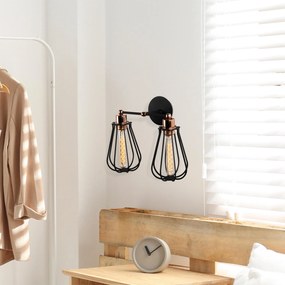 Aplique de Parede Fetiye – Preto e Bronze – 15 cm Ø