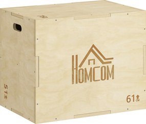 Caixa Pliometria de Madeira Caixa de Saltos com 2 Alças Recortadas Carga Máxima 120 kg 61x51x73 cm Madeira