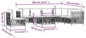 8 pcs conjunto lounge de jardim com almofadões aço antracite