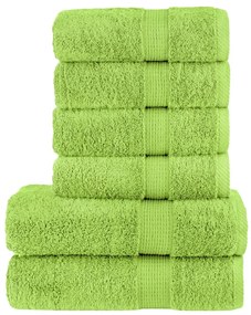 6pcs Conjunto toalhas banho premium SOLUND 600 gsm verde maça