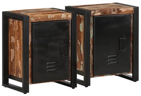 vidaXL Mesas de cabeceira 2 pcs madeira maciça áspera multicor manga