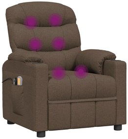 Poltrona de massagens elétrica reclinável tecido castanho