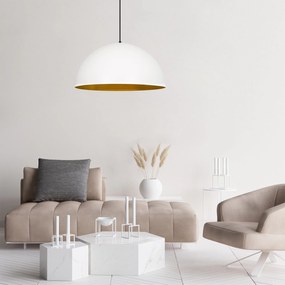 Candeeiro de Teto Sivani – Branco e Dourado – Diâmetro 60 cm x Altura