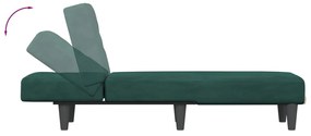 Chaise longue veludo verde-escuro