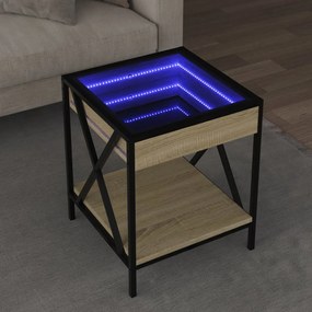 Mesa de centro luzes LED Infinity 40x40x49 cm carvalho sonoma
