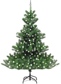 Árvore Natal artif. luzes LED/bolas 240cm abeto caucasiano verde